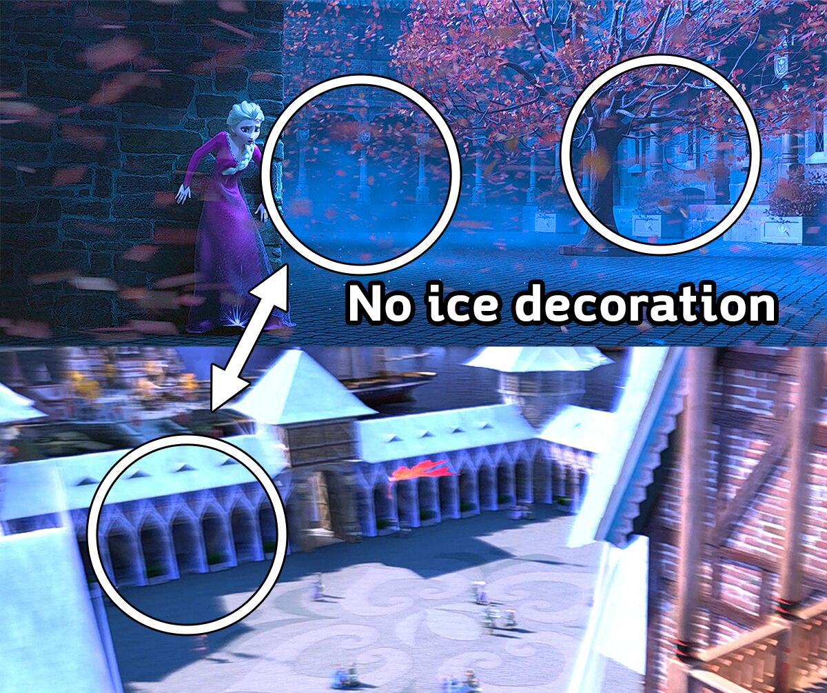 Showing castle having no ice decoration