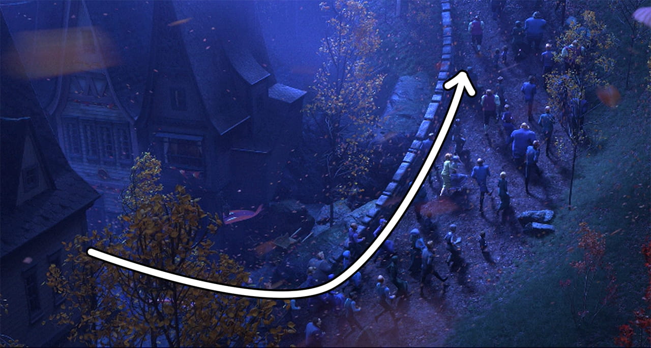 people turning left at the crossroads