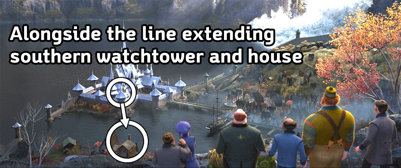 line connecting watchtower and house