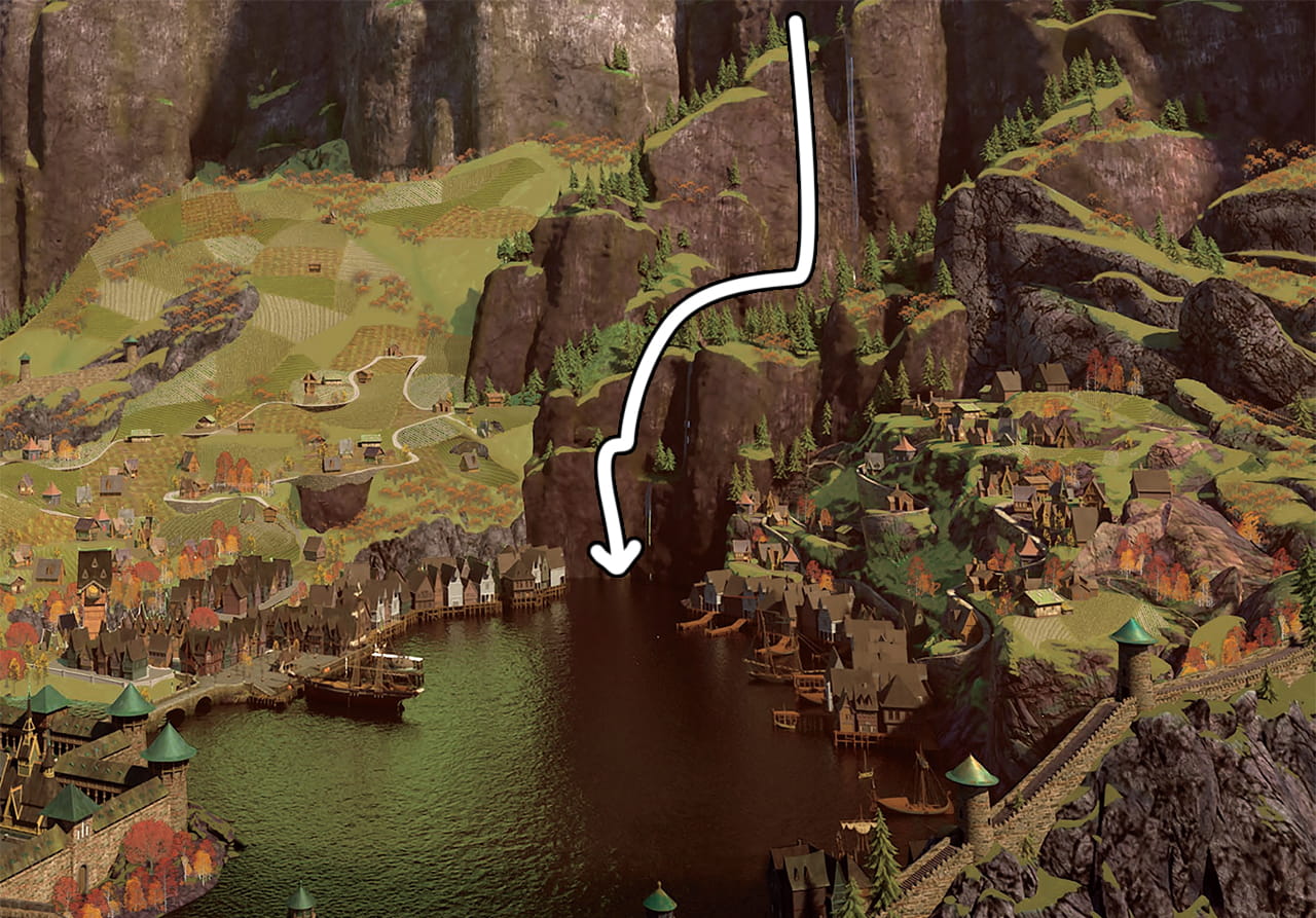 Full shape of the waterfall from Frozen 2