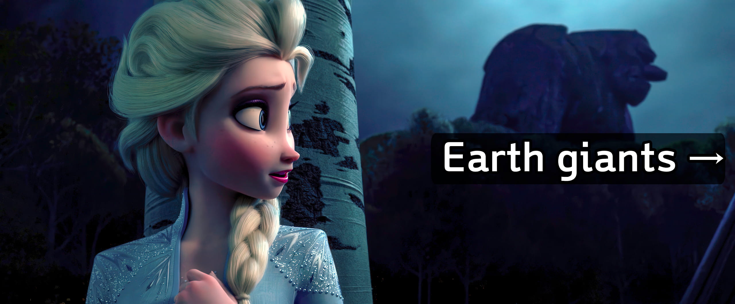 Elsa watching the earth giant leaving