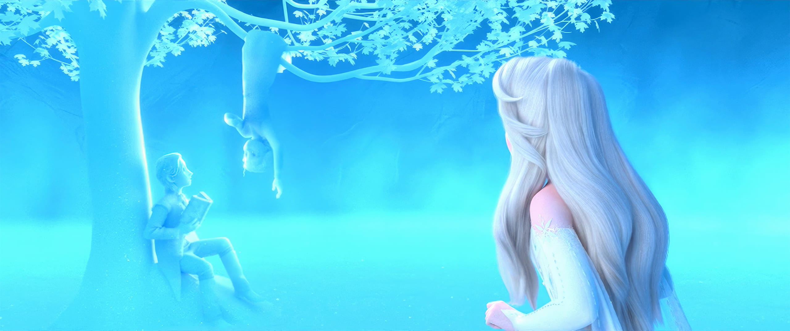 Iduna on the tree while Agnarr reading the book