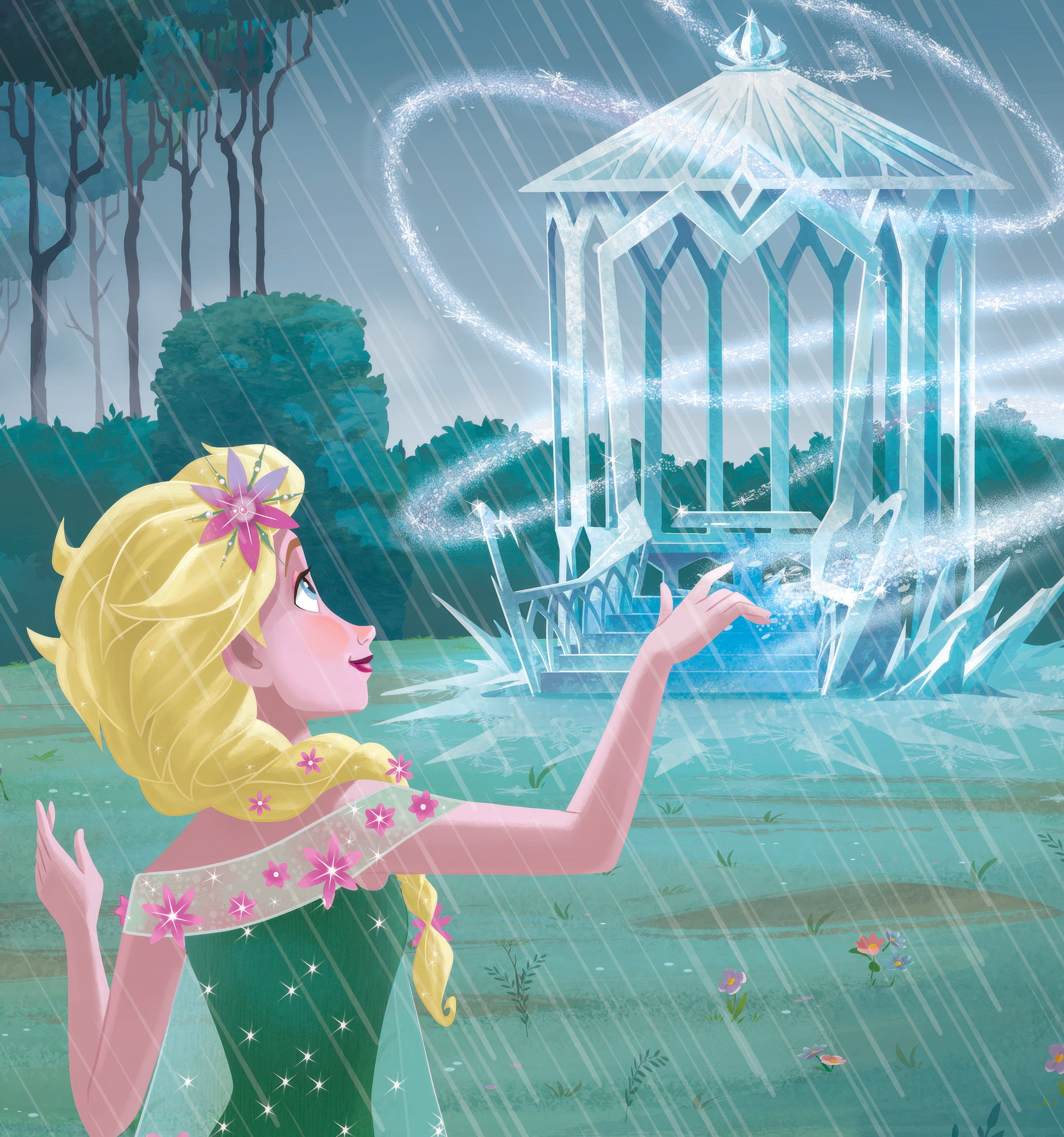 Elsa creating an ice gazebo