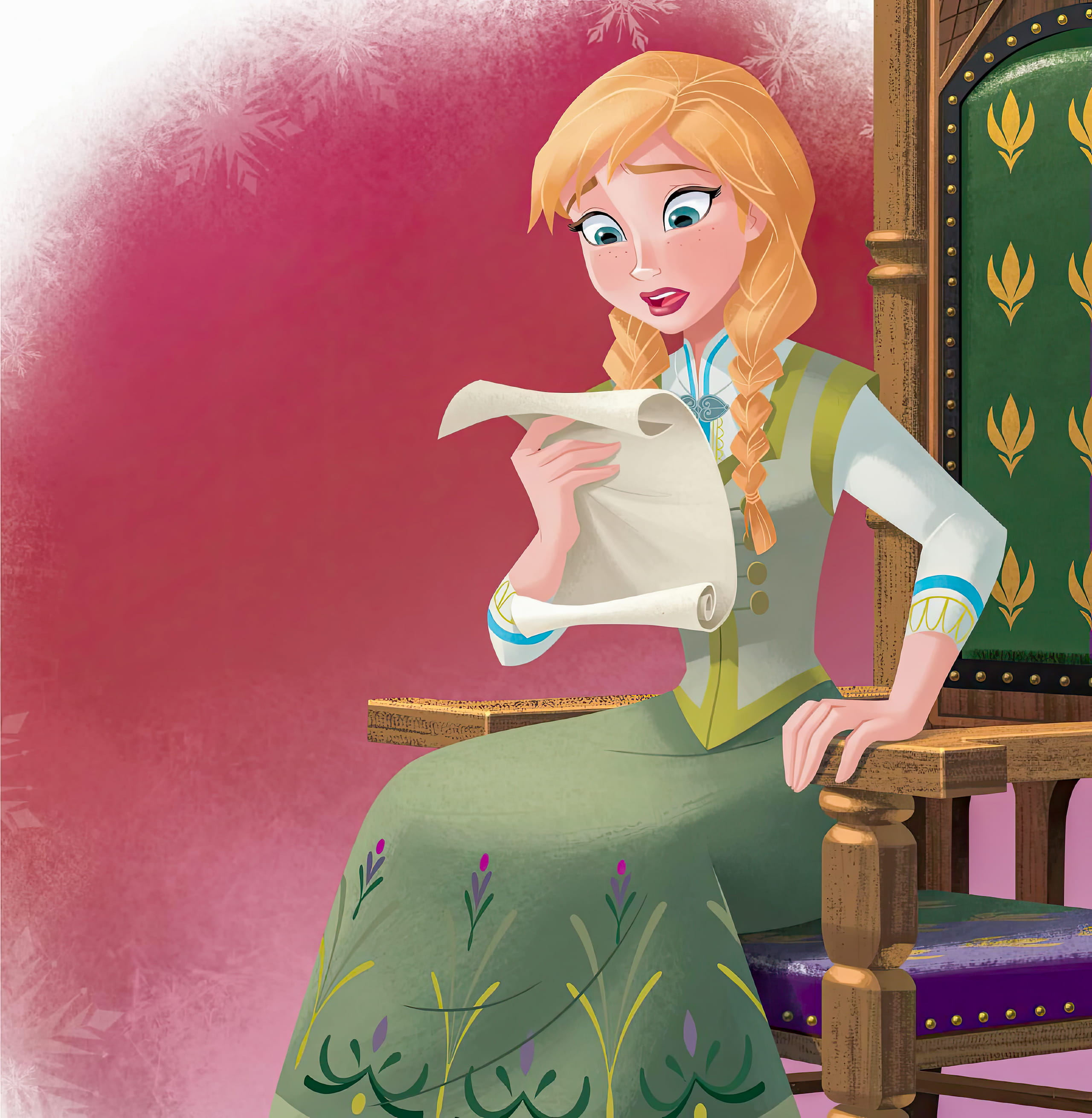 Anna flustered with paperwork