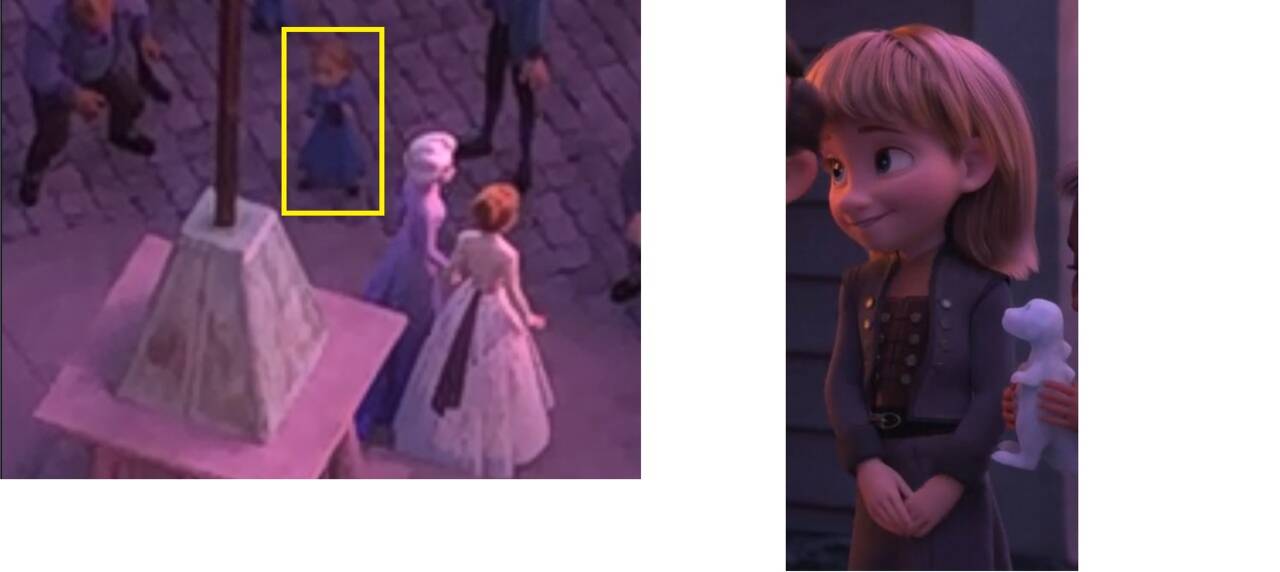 엘사 왼쪽에 서있는 육분의 소녀