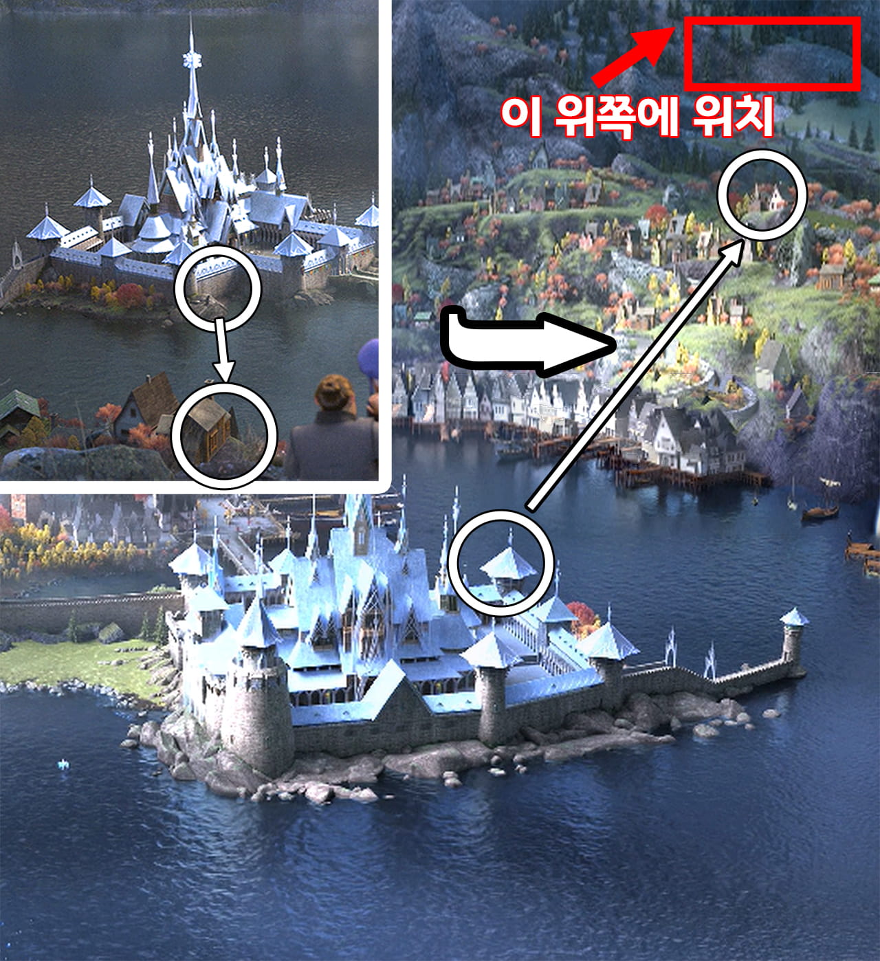 반대편에서 망루와 성을 이은 모습