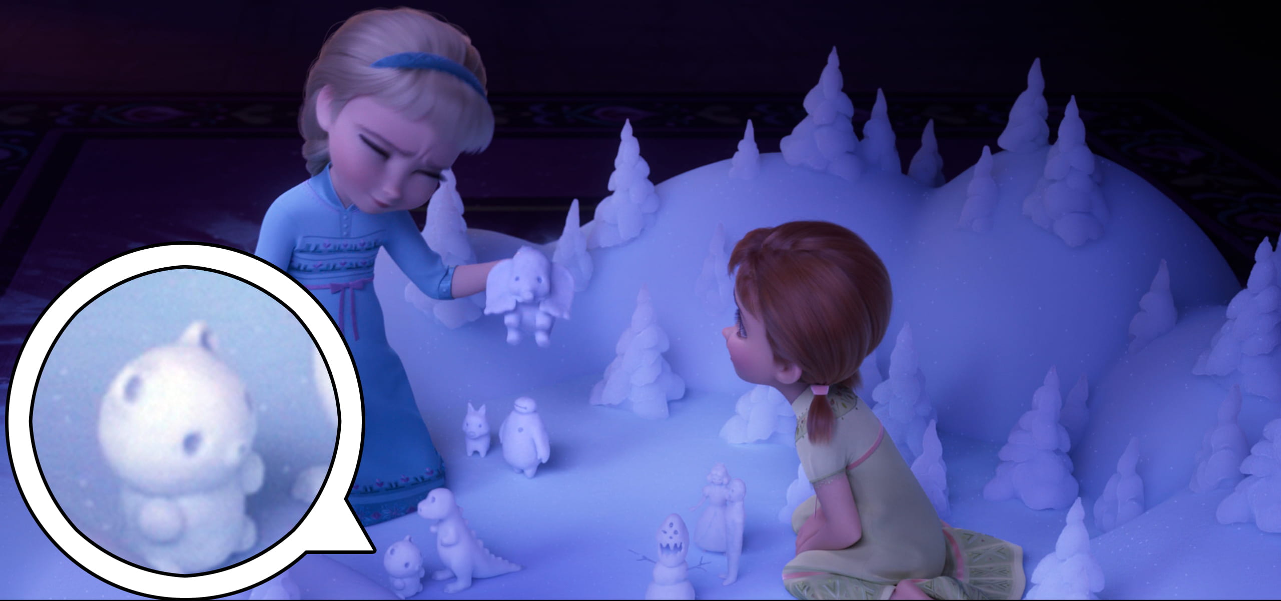 엘사가 만든 곰 눈사람