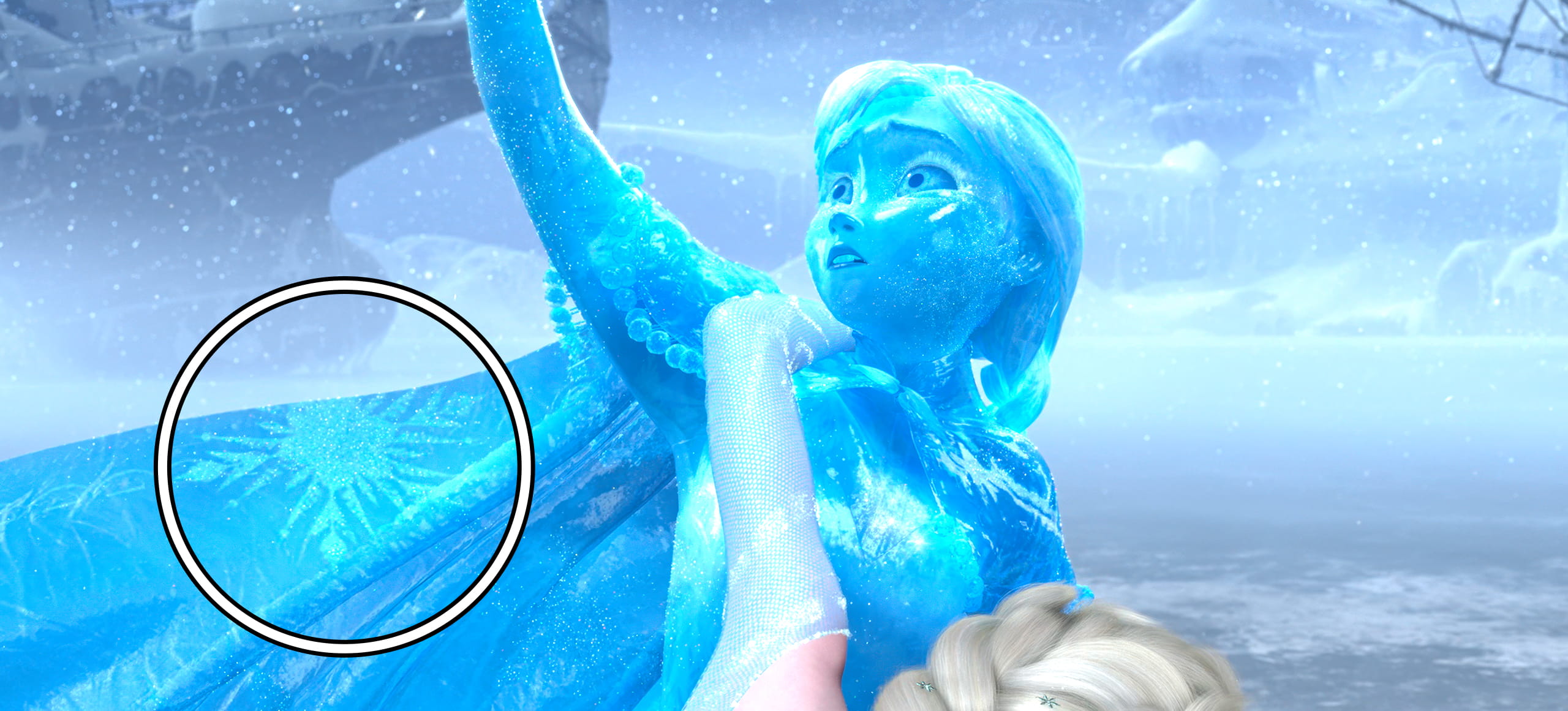 얼어붙은 안나에게 새겨진 문양